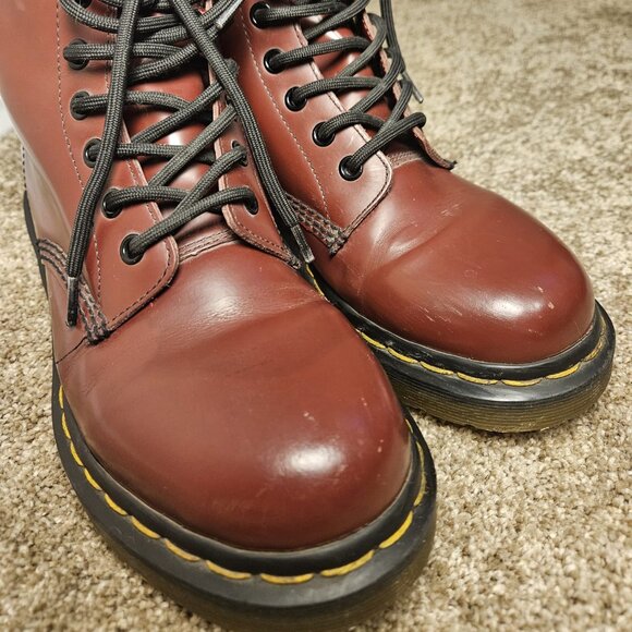 Dr. Martens 1460 Smooth Leather Lace-Up Boots in Cherry Red, Women’s US 7 - Picture 10 of 12